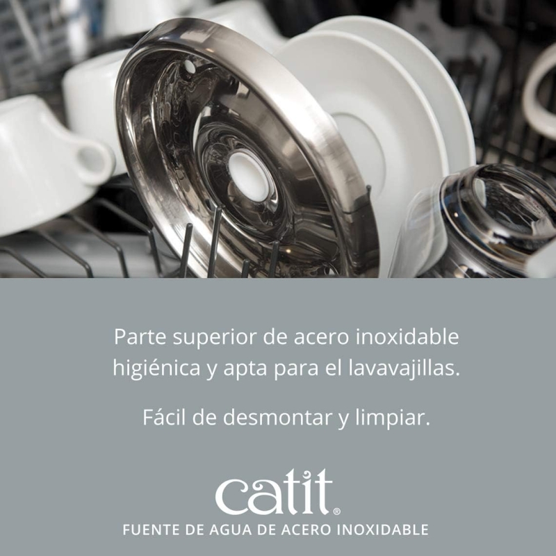 Bebedero tipo fuente Catit de acero inoxidable, capacidad 2 litros - Imagen 5
