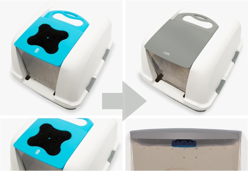 Catit Magic Blue Hooded, Caja de arena para gatos, regular - Imagen 6