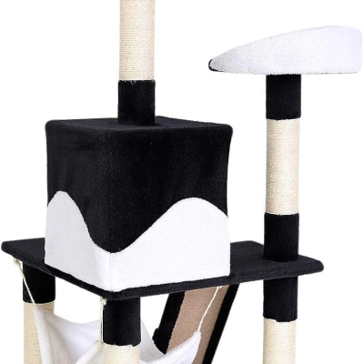 Árbol rascador lionto para gatos 133 cm, negro y blanco - imagen 5