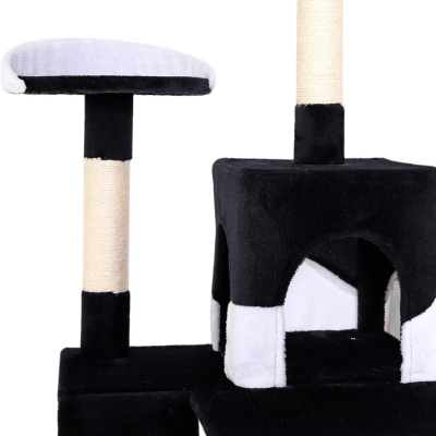 Árbol rascador lionto para gatos 133 cm, negro y blanco - detalle del producto