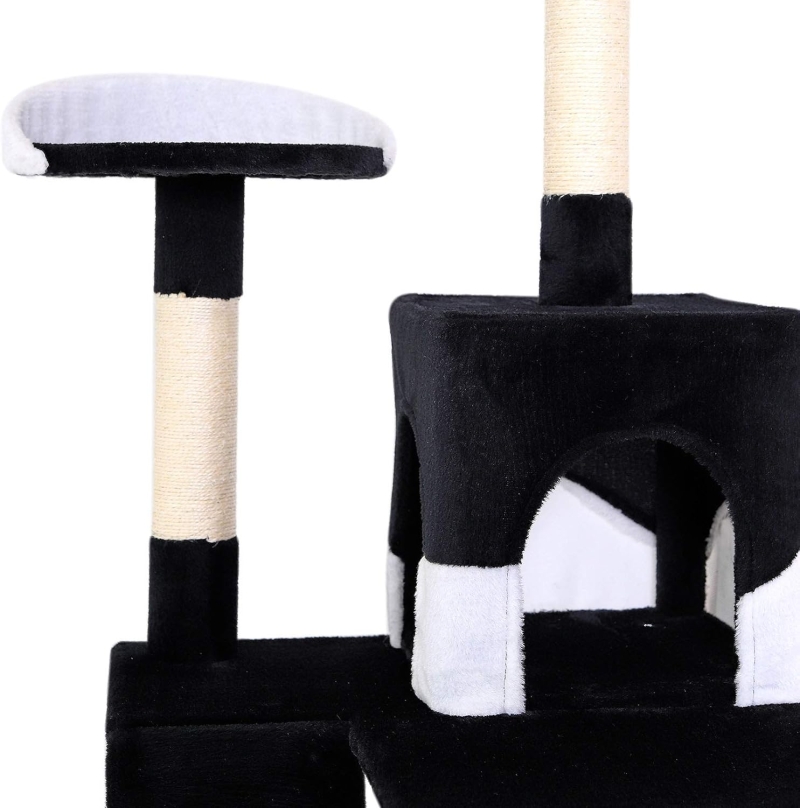 Árbol rascador lionto para gatos 133 cm, negro y blanco - detalle del producto