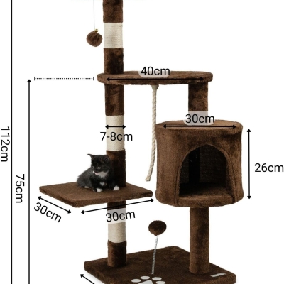 Árbol rascador para gatos lionto 112 cm en color marrón - vista 7