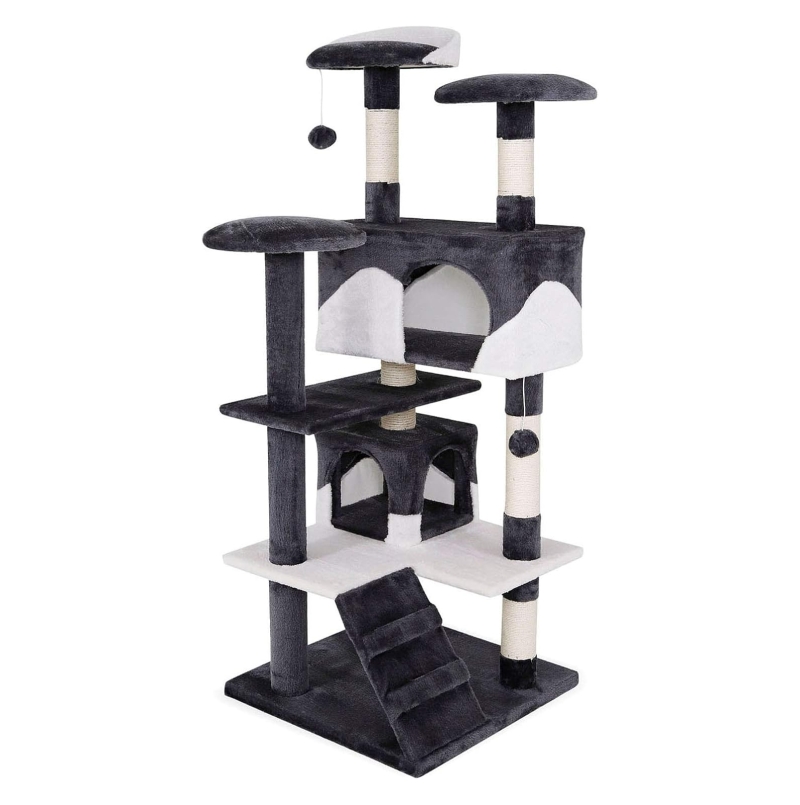 árbol rascador para gatos lionto - Árbol rascador para gatos lionto 130 cm gris y blanco