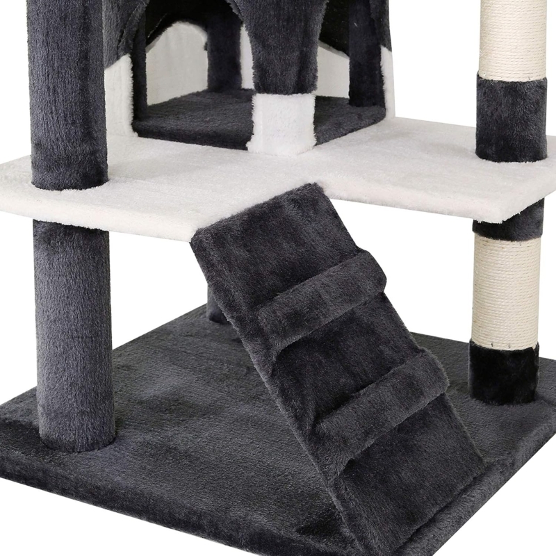Árbol rascador para gatos lionto 130 cm gris y blanco - imagen 5