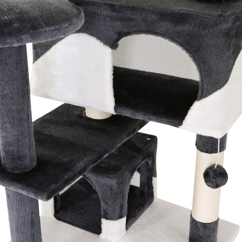 Árbol rascador para gatos lionto 130 cm gris y blanco - detalle del producto