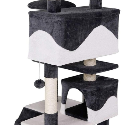 Árbol rascador para gatos lionto 130 cm gris y blanco - vista 7
