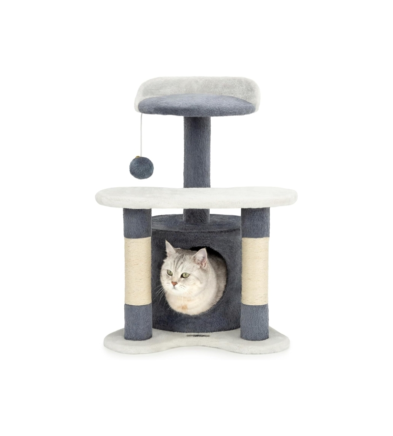 árbol rascador para gatos lionto - Árbol rascador para gatos lionto 65 cm en gris y blanco