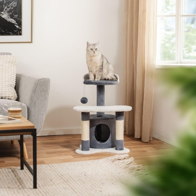 Árbol rascador para gatos lionto 65 cm en gris y blanco - vista 3