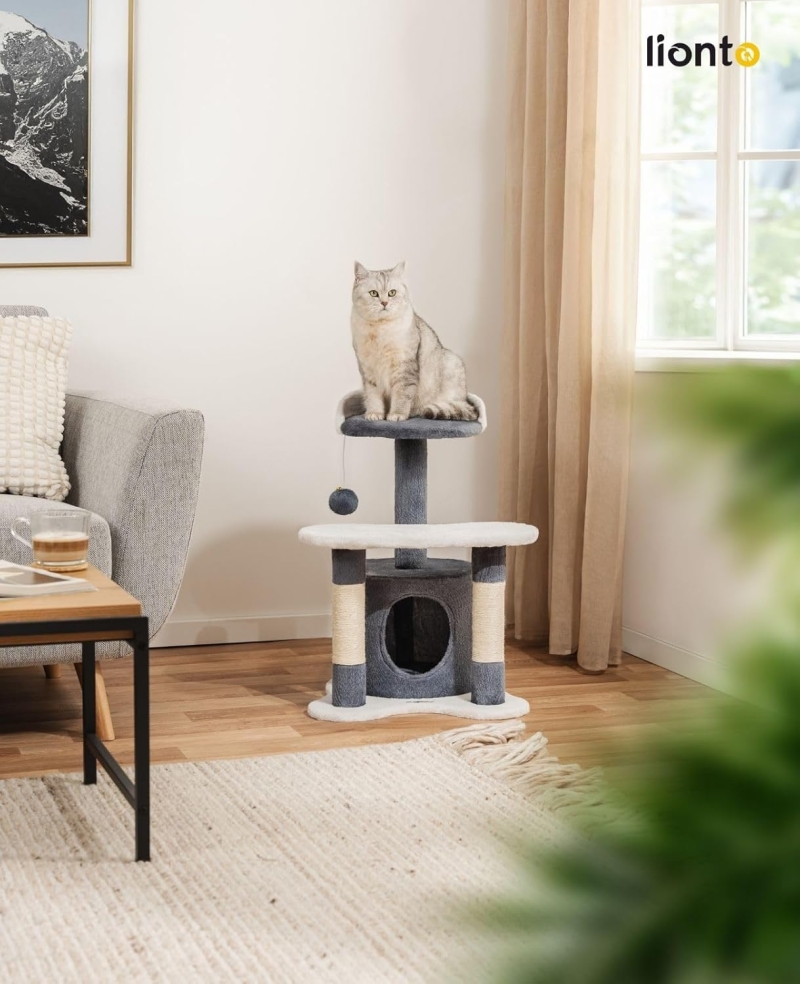 Árbol rascador para gatos lionto 65 cm en gris y blanco - vista 3