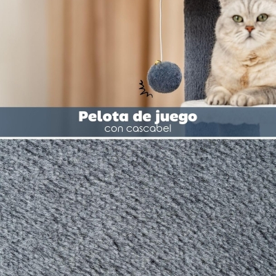 Árbol rascador para gatos lionto 65 cm en gris y blanco - imagen 5