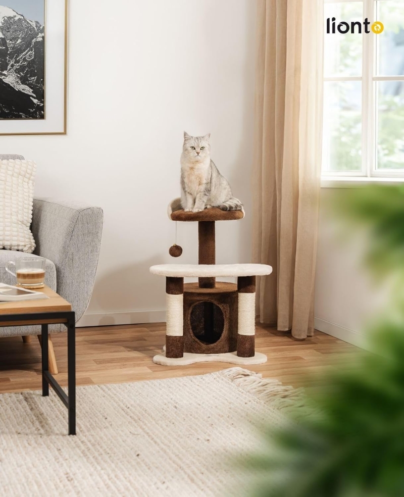 Árbol rascador para gatos lionto 65 cm en marrón y beige - vista 3