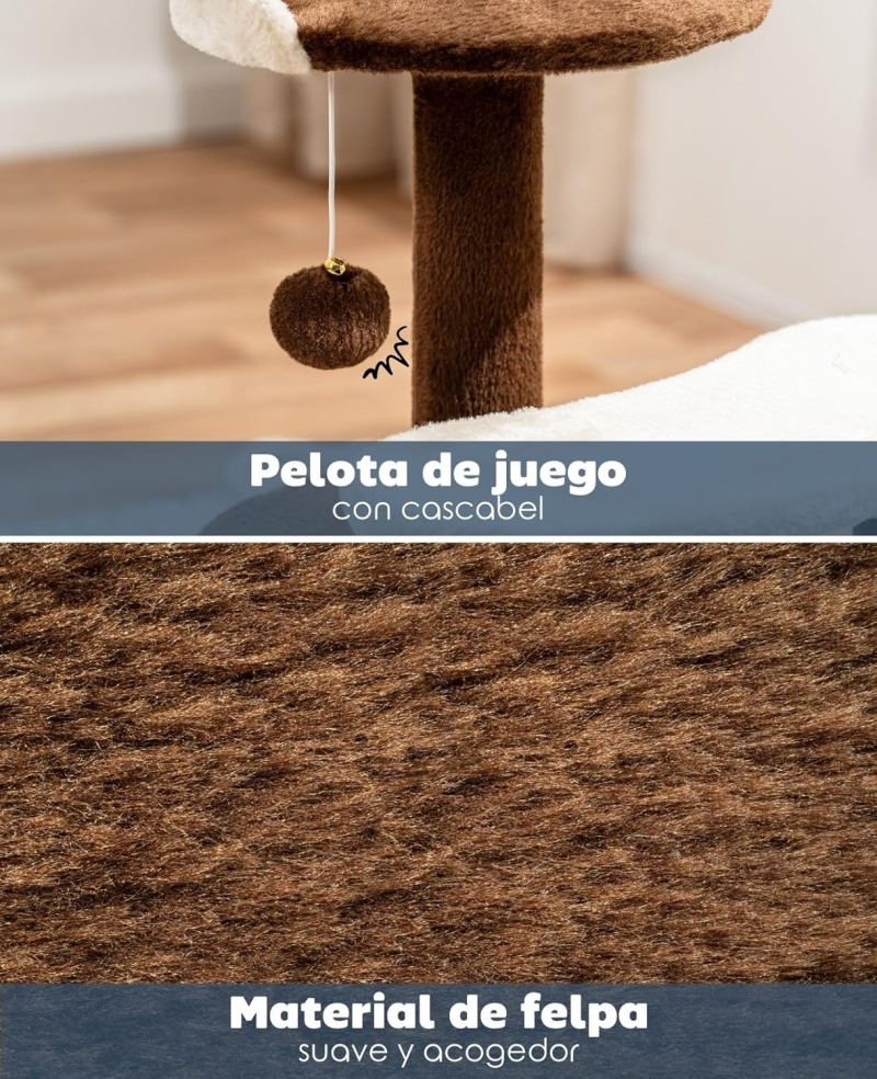 Árbol rascador para gatos lionto 65 cm en marrón y beige - imagen 5