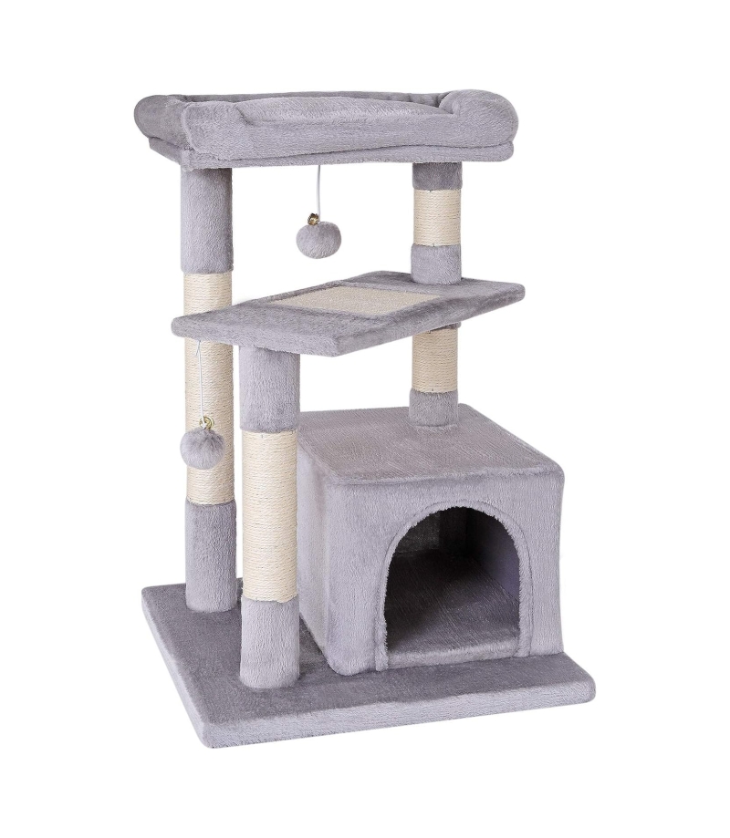 árbol rascador para gatos lionto - Árbol rascador para gatos lionto, 75 cm de altura, gris claro