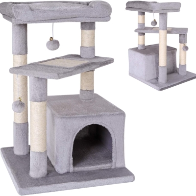 Árbol rascador para gatos lionto, 75 cm de altura, gris claro - vista 7