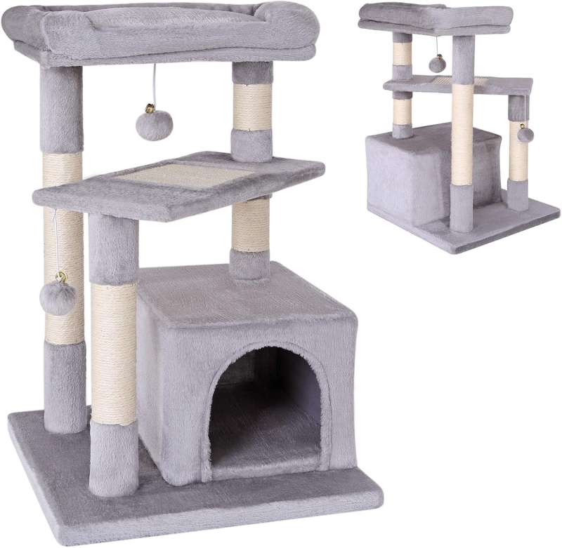 Árbol rascador para gatos lionto, 75 cm de altura, gris claro - vista 7