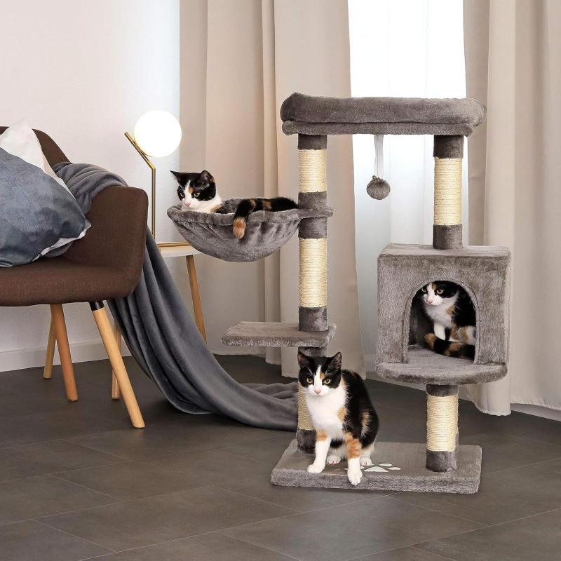 Árbol rascador para gatos lionto 93 cm en gris oscuro - característica 4