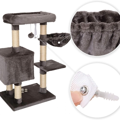Árbol rascador para gatos lionto 93 cm en gris oscuro - detalle del producto