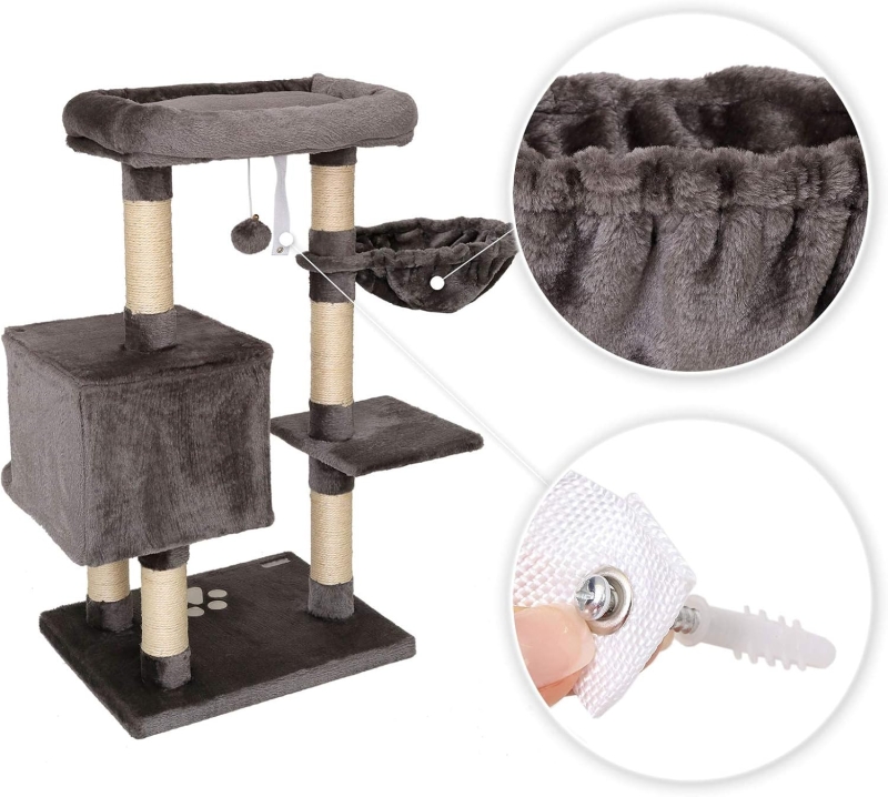 Árbol rascador para gatos lionto 93 cm en gris oscuro - detalle del producto