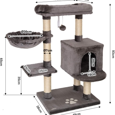 Árbol rascador para gatos lionto 93 cm en gris oscuro - vista 7