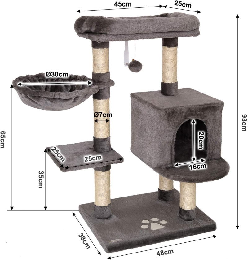 Árbol rascador para gatos lionto 93 cm en gris oscuro - vista 7