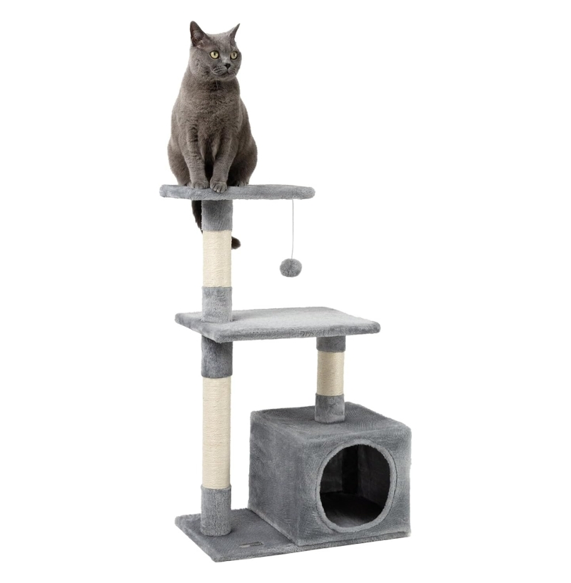 árbol rascador para gatos lionto - Árbol rascador para gatos lionto de 85 cm en gris claro