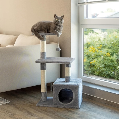 Árbol rascador para gatos lionto de 85 cm en gris claro - vista 3