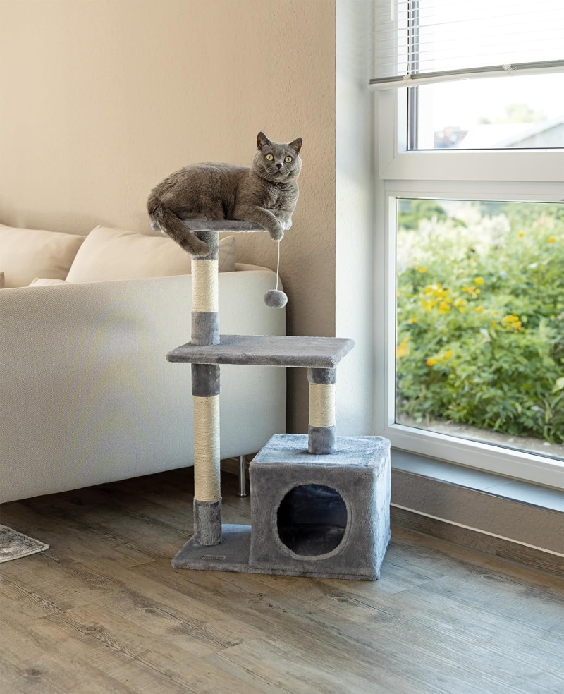 Árbol rascador para gatos lionto de 85 cm en gris claro - vista 3