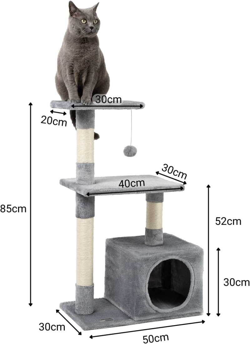 Árbol rascador para gatos lionto de 85 cm en gris claro - detalle del producto