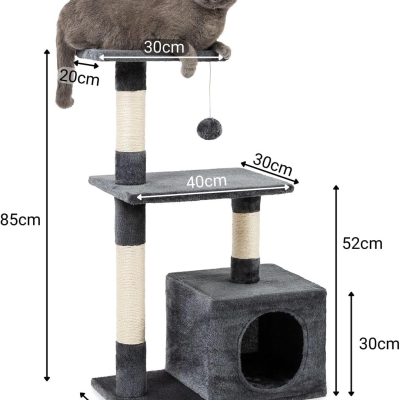 Árbol rascador para gatos lionto gris oscuro, altura 85 cm - detalle del producto