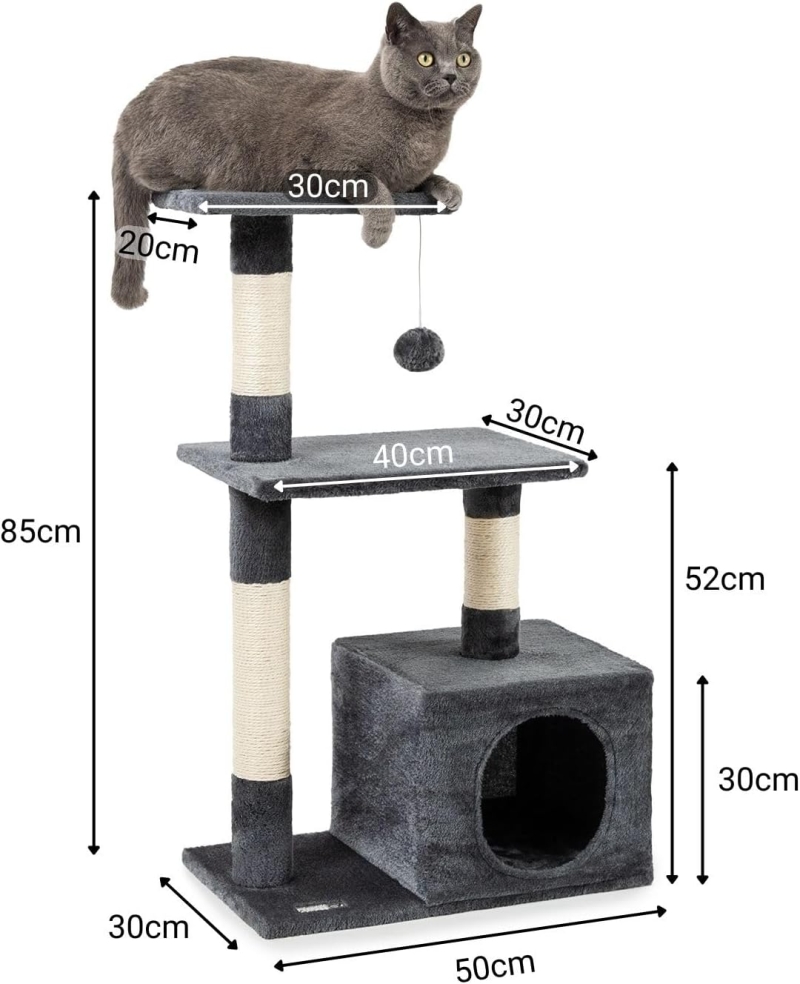 Árbol rascador para gatos lionto gris oscuro, altura 85 cm - detalle del producto