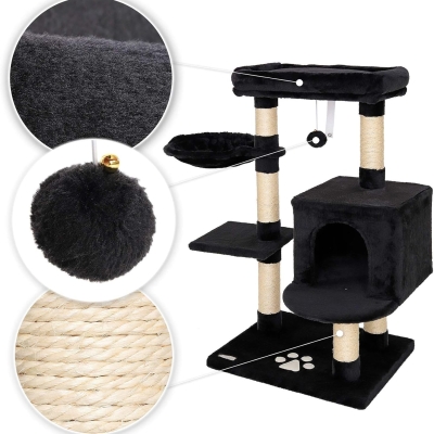 Árbol rascador para gatos lionto, negro, altura 93 cm - imagen 5