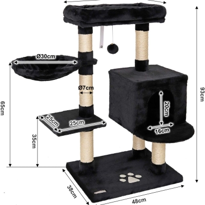 Árbol rascador para gatos lionto, negro, altura 93 cm - vista 7
