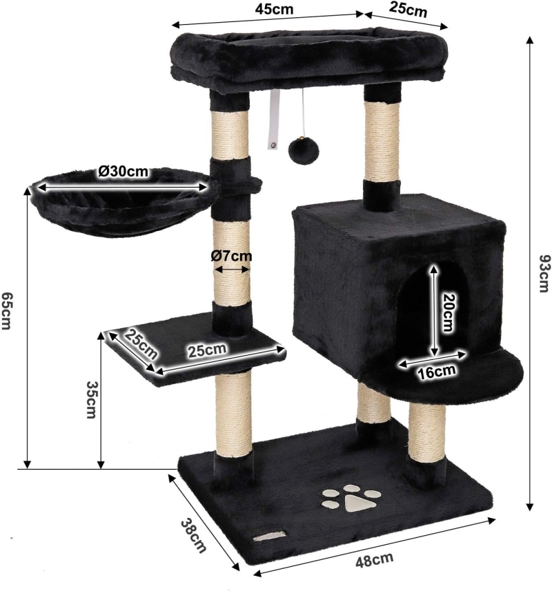 Árbol rascador para gatos lionto, negro, altura 93 cm - vista 7