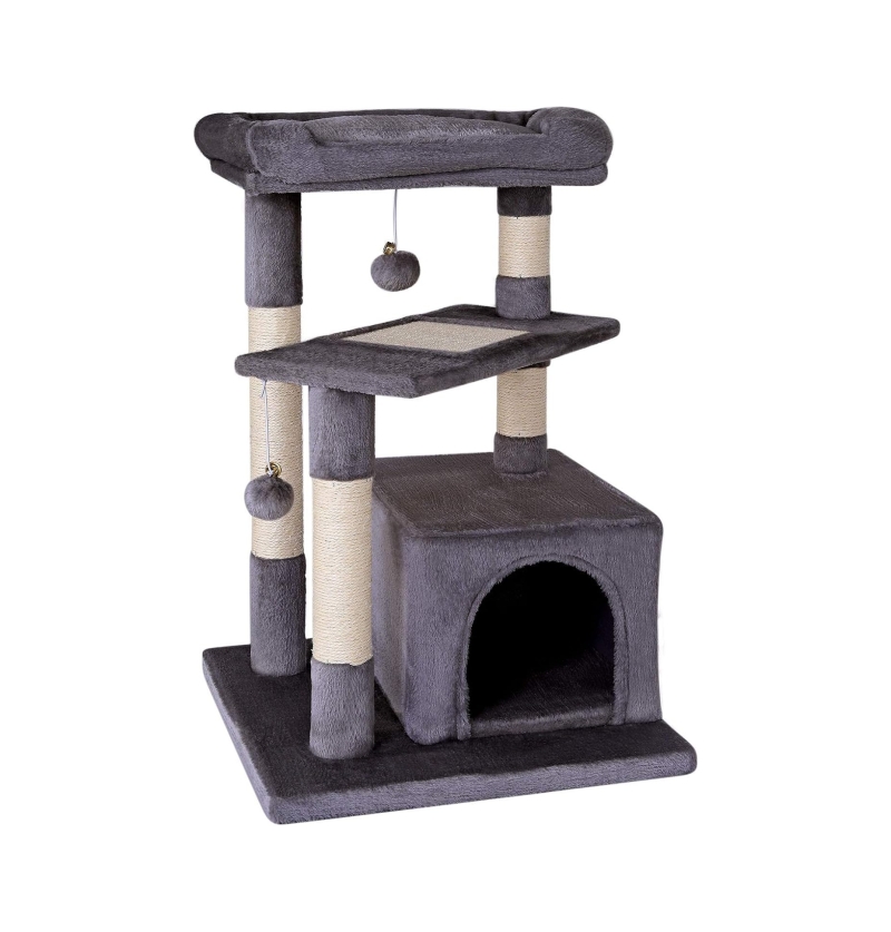árbol rascador para gatos resistente - Árbol rascador para gatos resistente lionto gris oscuro 75 cm