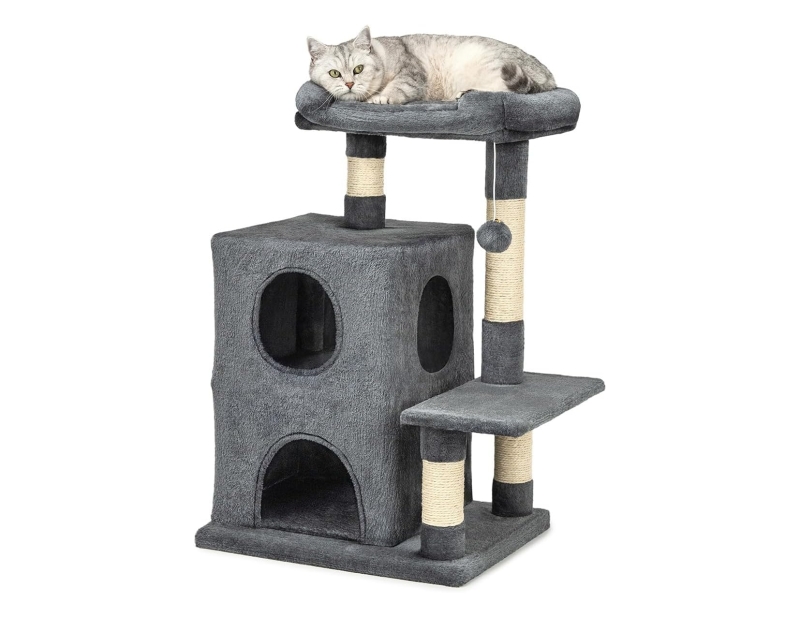 árbol rascador para gatos resistente - Árbol rascador para gatos resistente lionto gris oscuro 80 cm