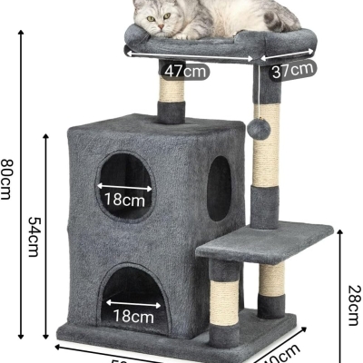 Árbol rascador para gatos resistente lionto gris oscuro 80 cm - detalle del producto