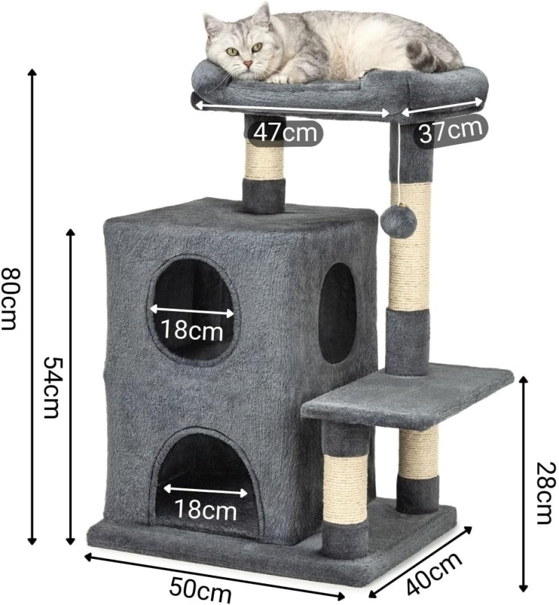 Árbol rascador para gatos resistente lionto gris oscuro 80 cm - detalle del producto