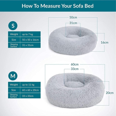 Cama antiestrés para gato y perro pequeño Bedsure de felpa lavable gris 50cm