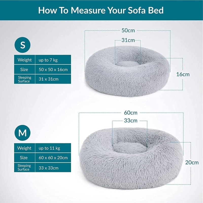 Cama antiestrés para gato y perro pequeño Bedsure de felpa lavable gris 50cm