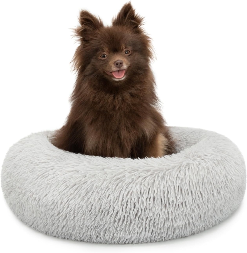 cama redonda para perros y gatos - Cama redonda para perros y gatos lionto donut gris claro 40 cm (S)