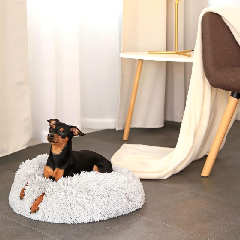 Cama redonda para perros y gatos lionto, diseño donut, gris claro 40 cm - vista 3