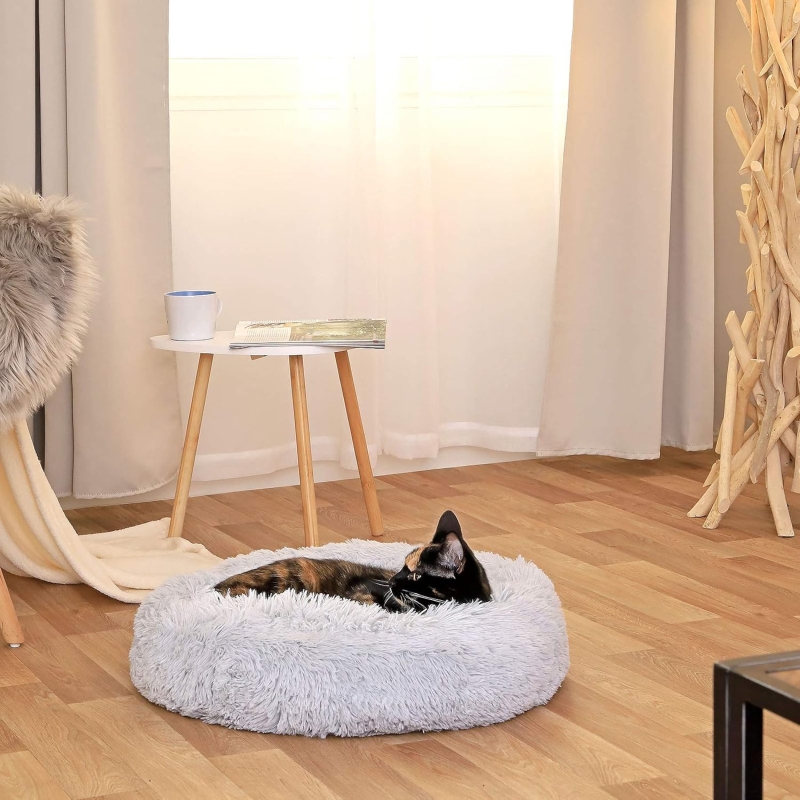 Cama redonda para perros y gatos lionto, diseño donut, gris claro 40 cm - característica 4
