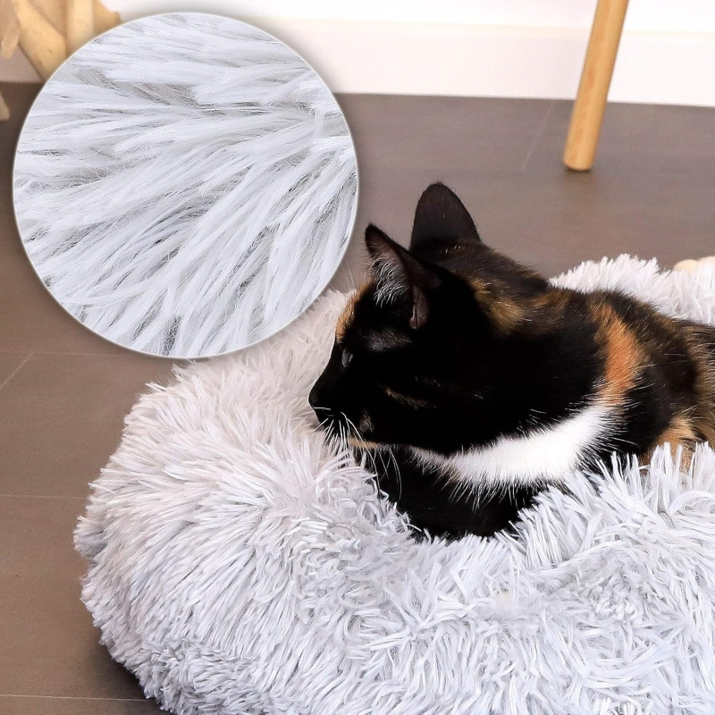 Cama redonda para perros y gatos lionto, diseño donut, gris claro 40 cm - imagen 5