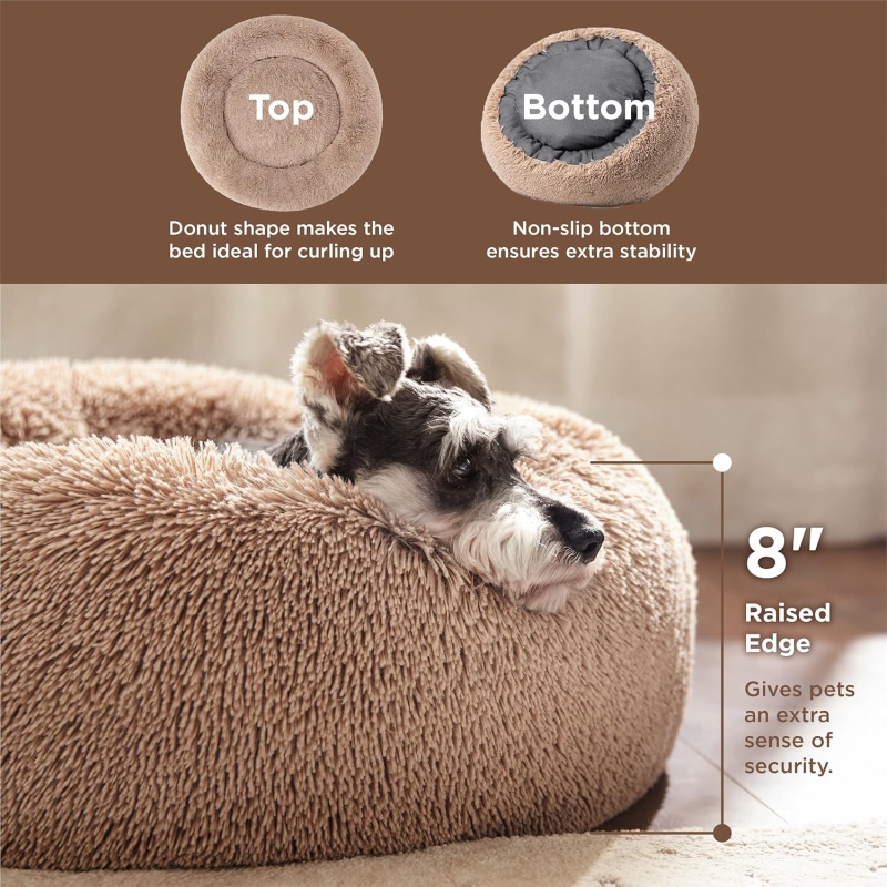 Cama relajante Bedsure para gato y perro pequeño con felpa suave, 50x50 cm