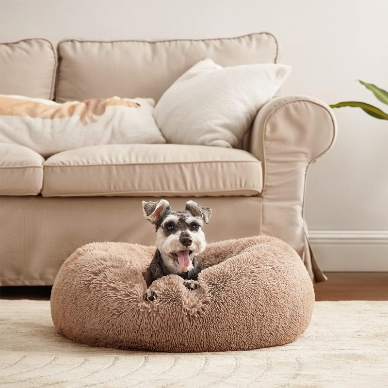 Cama relajante Bedsure para gato y perro pequeño con felpa suave, 50x50 cm