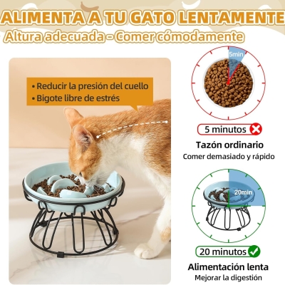 Comedero gato antivoracidad cerámico con soporte metálico antideslizante - característica 4
