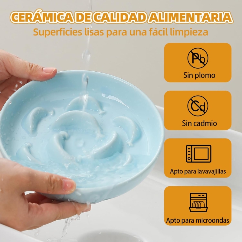 Comedero gato antivoracidad cerámico con soporte metálico antideslizante - detalle del producto