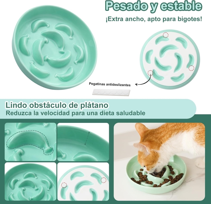 Comedero gato antivoracidad de cerámica menta verde 16 x 3 cm - imagen 5