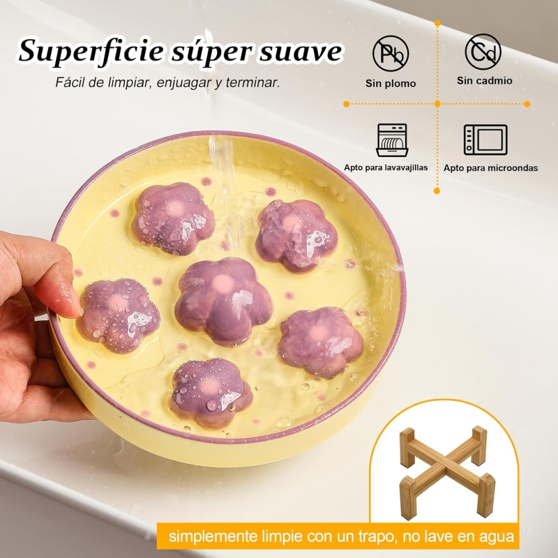 Comedero gato antivoracidad elevado con soporte de bambú antideslizante - detalle del producto