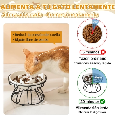 Comedero gato antivoracidad elevado con soporte metálico antideslizante - característica 4